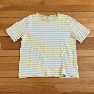 Kule Yellow White Stripe Cotton Summer Boxy The Modern Tee T-Shirt Small